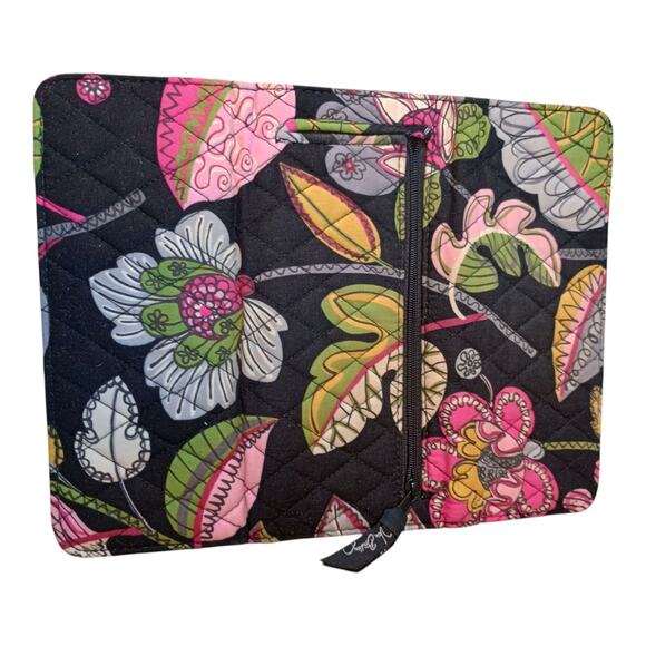 VERA BRADLEY Trifold Wallet Moon Blooms Black Floral Quilted Preppy Lightweight - Picture 4 of 6
